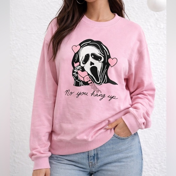 unbranded Tops - Pink Ghostface Graphic Sweatshirt “No You Hang Up” size small